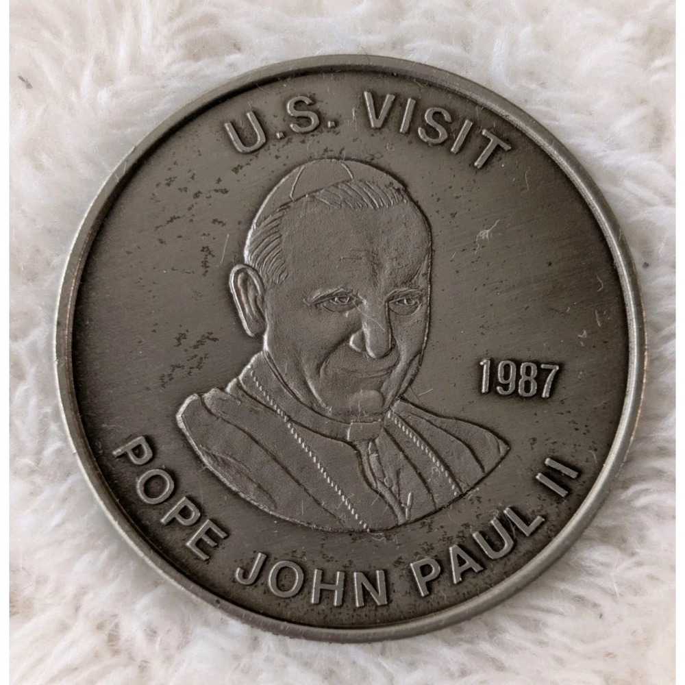 1987 Pope‎ John Paul II U.S. Visit Commemorative Medallion Token 21g
